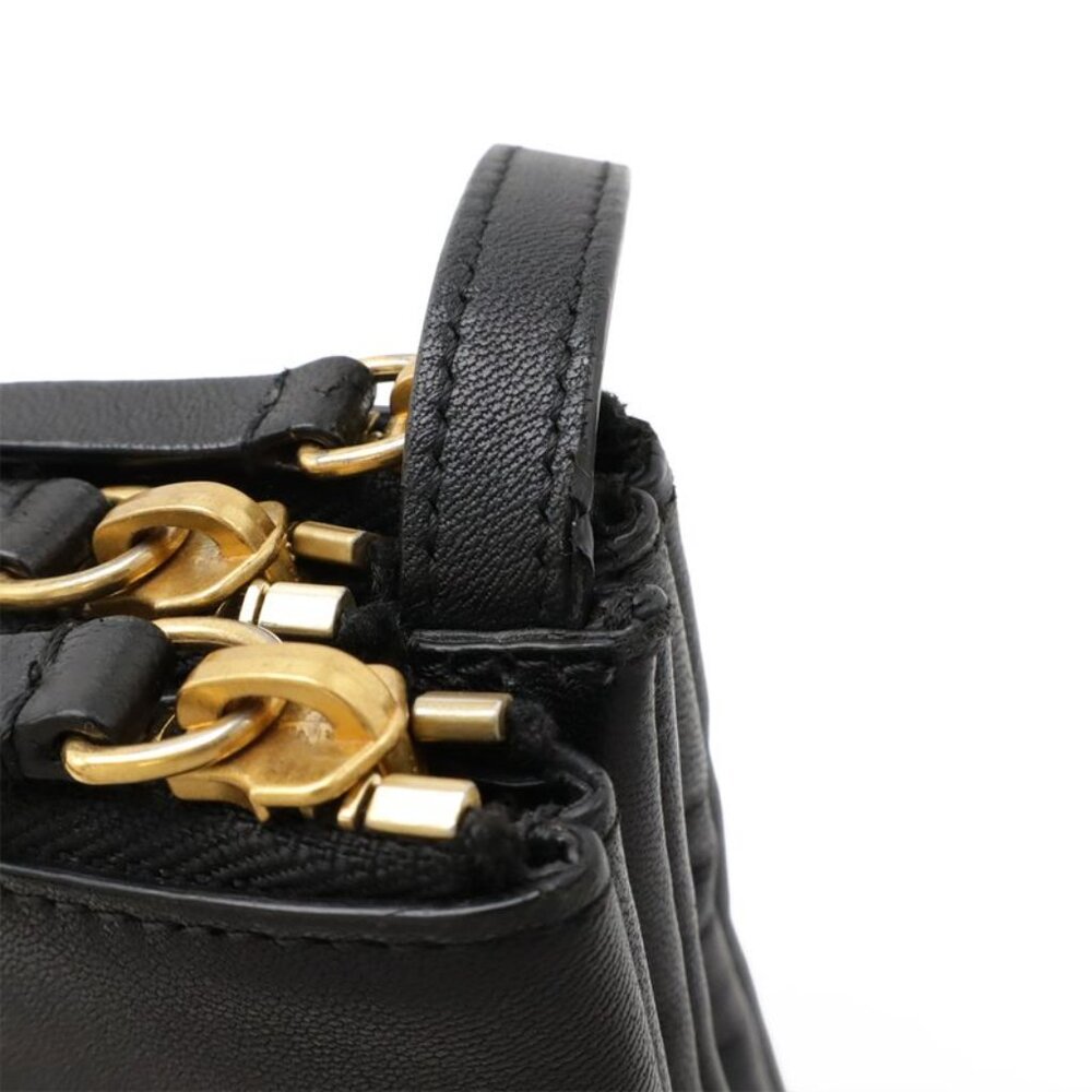 Celine Trio Large Shoulder Bag Pochette Crossbody Pouch Leather Black Silver - Picture 5 of 8